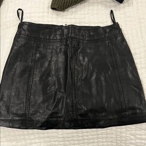 Free People Black Faux Leather Mini Skirt